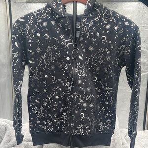 Jumping Beans Black Fleece Hoodie with Celestial Design